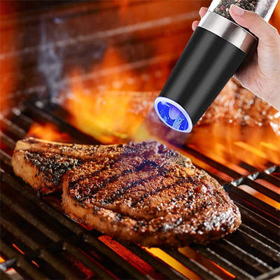 Molinilla de sal de especias de cocina sostenible con luz azul Conjunto de molinilla eléctrica de sal y pimienta
