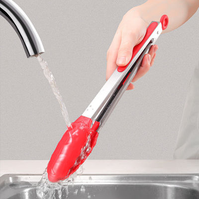 Clampada de silicona roja de acero inoxidable Encajadoras de cocina para acampar al aire libre Buffet de barbacoa