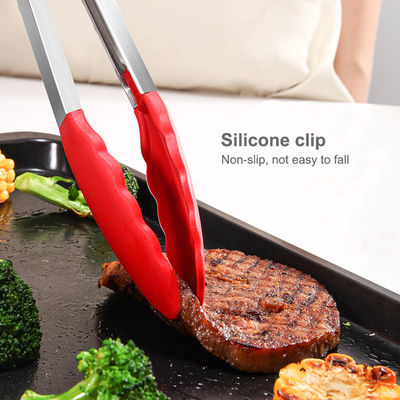 Clampada de silicona roja de acero inoxidable Encajadoras de cocina para acampar al aire libre Buffet de barbacoa