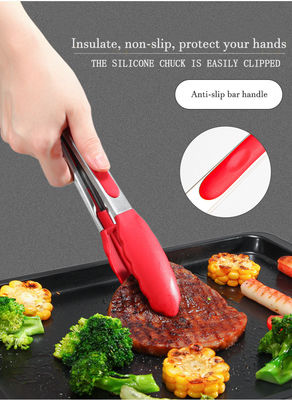 Clampada de silicona roja de acero inoxidable Encajadoras de cocina para acampar al aire libre Buffet de barbacoa
