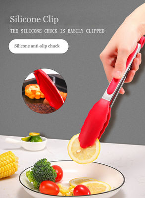 Clampada de silicona roja de acero inoxidable Encajadoras de cocina para acampar al aire libre Buffet de barbacoa
