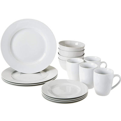 Fabricación Conjunto de placas finas de mesa redonda para comidas de porcelana de hueso blanco