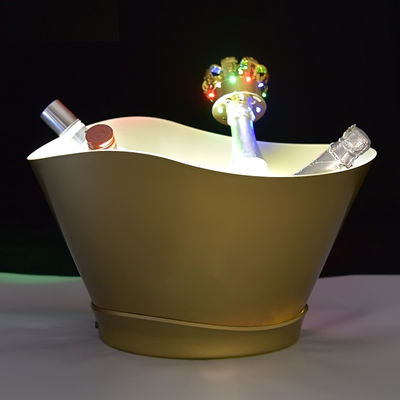 Logotipo personalizado Cubo de hielo 12L Iluminación Fiesta Cerveza clara Champaña Frío de botella de vino LED