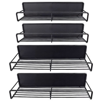 Estantes de almacenamiento de especias magnéticas de nivel único en color negro para la organización de la cocina