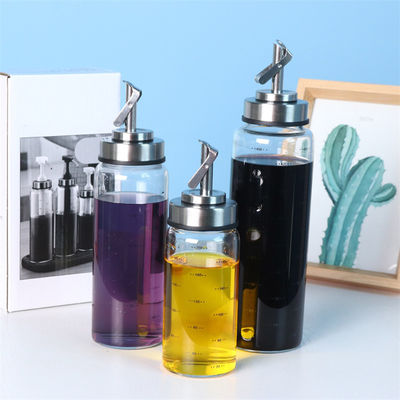Botella de aceite de apertura y cierre automática para la cocina de vidrio de alto borosilicato 6.4 * 25cm