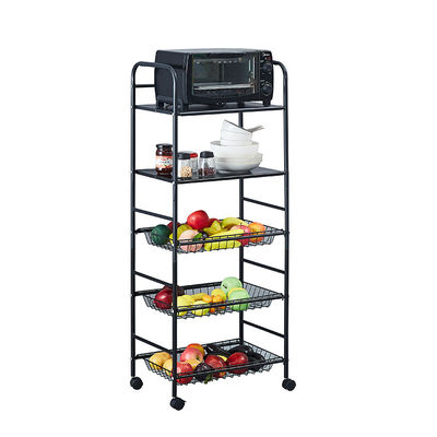 Organizador de almacenamiento de cocina de estante no plegable de nivel 5 con diseño de rodadura giratoria estable