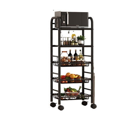 Organizador de almacenamiento de cocina de estante no plegable de nivel 5 con diseño de rodadura giratoria estable