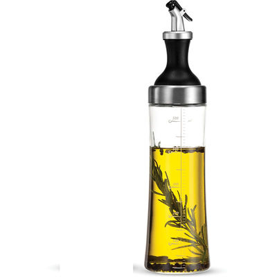 Jarrón de aceite de vidrio de alto borosilicato para el hogar con boca curva y medición de control de aceite