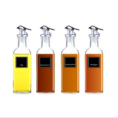 Otras herramientas de cocina Cuadrada Botella de aceite de vidrio blanco alto con boquilla de logotipo personalizado