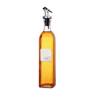 Otras herramientas de cocina Cuadrada Botella de aceite de vidrio blanco alto con boquilla de logotipo personalizado