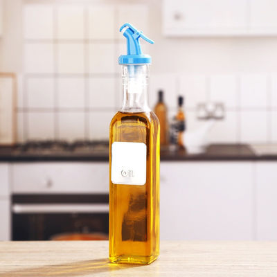 Otras herramientas de cocina Cuadrada Botella de aceite de vidrio blanco alto con boquilla de logotipo personalizado