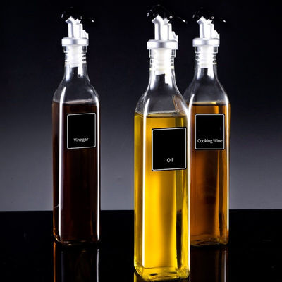 Otras herramientas de cocina Cuadrada Botella de aceite de vidrio blanco alto con boquilla de logotipo personalizado