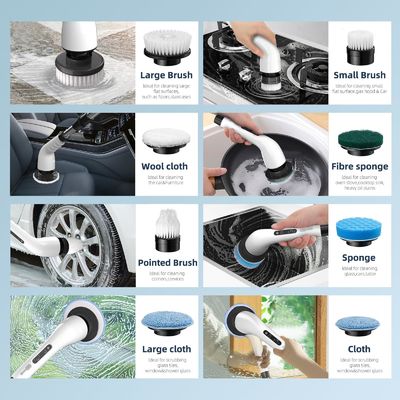 9 Cabezas de cepillo intercambiables Lavadora eléctrica de giro con mango desmontable ajustable