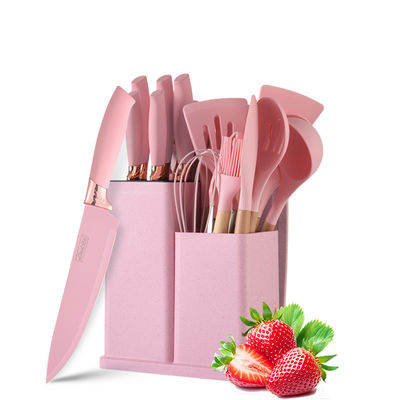 Utiliarios de cocina de silicona Conjunto de 19 Pcs Herramientas de cocina con accesorios de mango de madera