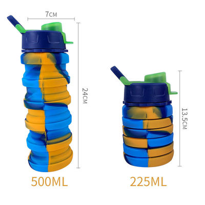 Botella de agua portátil para ejercicios físicos y montar en bicicleta Camuflaje creativo Taza plegable de silicona