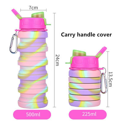 Botella de agua portátil para ejercicios físicos y montar en bicicleta Camuflaje creativo Taza plegable de silicona