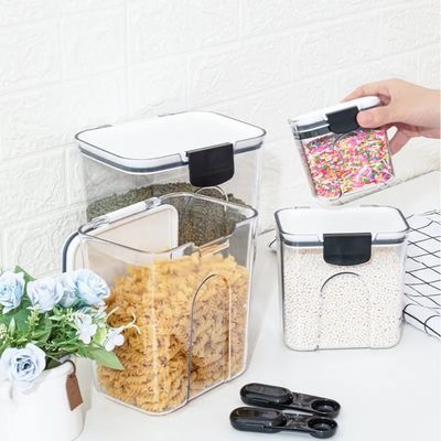 Contenedores de almacenamiento de alimentos de plástico de tipo de cocina de pie transparente hermético 4pc