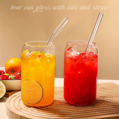 Oportunidad de fiesta Morden Luxury 16 oz Jugo de vidrio claro Mason con tapa de bambú y paja