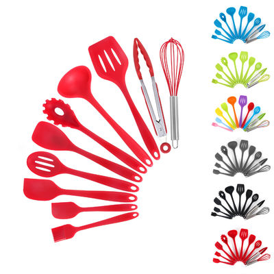 Set de utensilios de cocina de restaurante de 10 piezas con mango y tabla de corte de gel de silicio