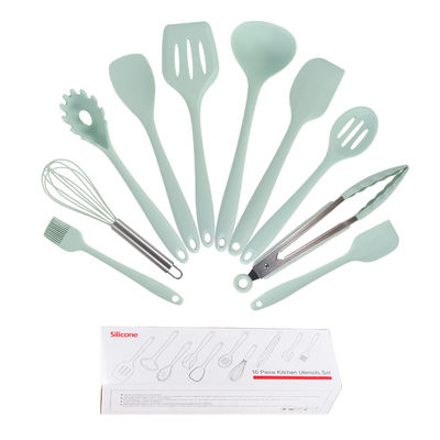 Set de utensilios de cocina de restaurante de 10 piezas con mango y tabla de corte de gel de silicio