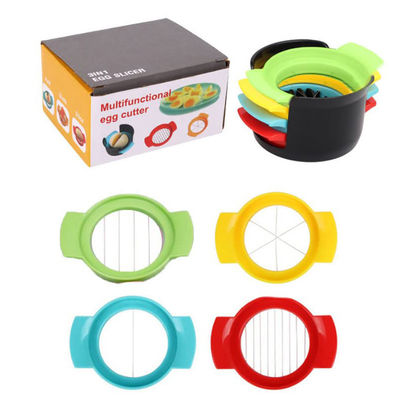 Set de cortador de huevos 3 cortadores para rebanadas delgadas Herramienta de corte manual de huevos fácil de plástico de PP con soporte de cortador