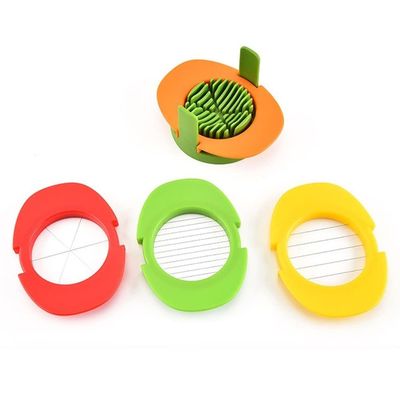 Set de cortador de huevos 3 cortadores para rebanadas delgadas Herramienta de corte manual de huevos fácil de plástico de PP con soporte de cortador