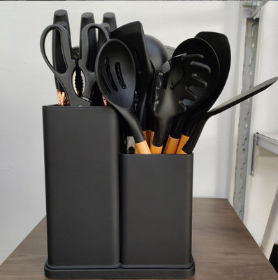 19 piezas de mango de madera Silicone Kitchenware Set para herramientas de cocina y restaurante con abastecimiento