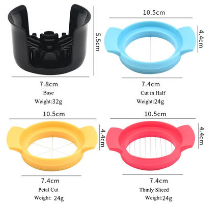 Set de cortador de huevos 3 cortadores para rebanadas delgadas Herramienta de corte manual de huevos fácil de plástico de PP con soporte de cortador
