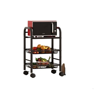 Estante de almacenamiento giratorio móvil de acero al carbono de tres niveles para el hogar de la cocina