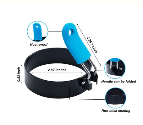 Anillos de molde de huevo de acero inoxidable de silicona frita sin adhesivo Molde de panqueques con mango