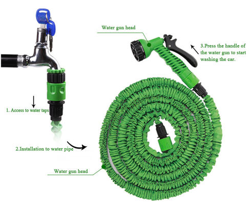 Riego hecho simple Extensible Magic Flex calefacción manguera de jardín 25-200FT con pistola de pulverización