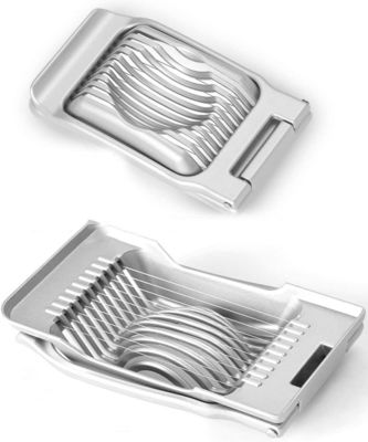 Herramientas de cocina almacenadas Cortador de huevos de metal portátil Cortador de huevos de acero inoxidable para huevos duros