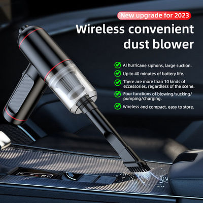 Potente aspiradora de coche 4 en 1 con luces LED de succión de 6000PA y fuente de alimentación USB