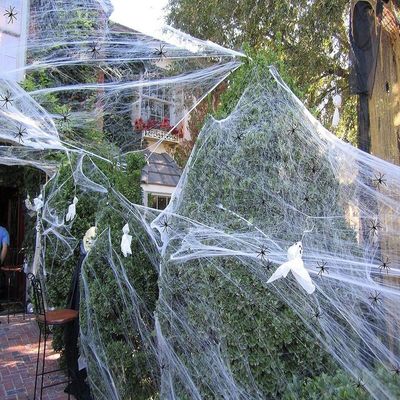 Poliéster Tejido de araña hilo de algodón Decoración de casa embrujada para aderezos de fiesta de Halloween