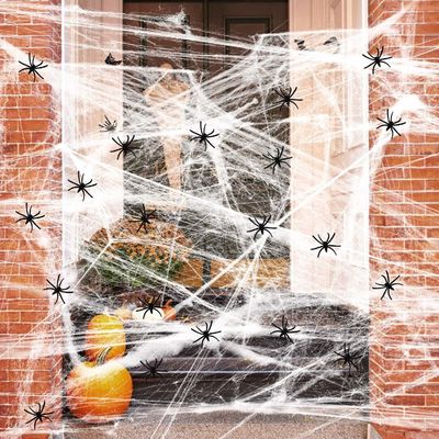 Personalizable Estirado de Halloween Araña Web Scary Scene Requisitos para la Casa Asombrada