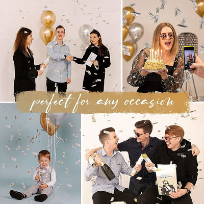 Cañón de confeti metálico de oro de 30 cm con logotipo personalizado para celebraciones y ocasiones especiales