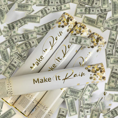 Dinero Confetti Suministros de fiesta de mano Confetti Cañón con logotipo personalizado Botella de hierro