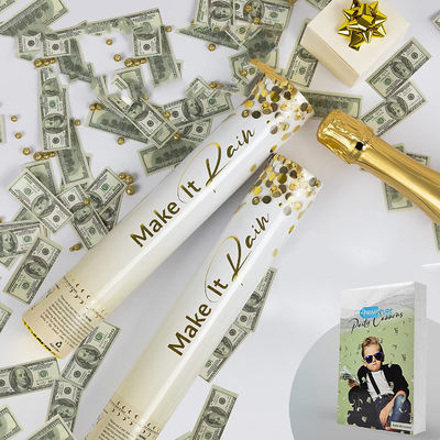 Dinero Confetti Suministros de fiesta de mano Confetti Cañón con logotipo personalizado Botella de hierro