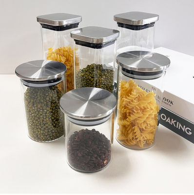 Jar de vidrio con tapa de acero inoxidable para almacenar frutas secas, bocadillos y más en la cocina