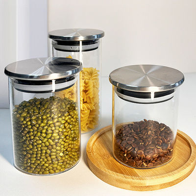 Jar de vidrio con tapa de acero inoxidable para almacenar frutas secas, bocadillos y más en la cocina