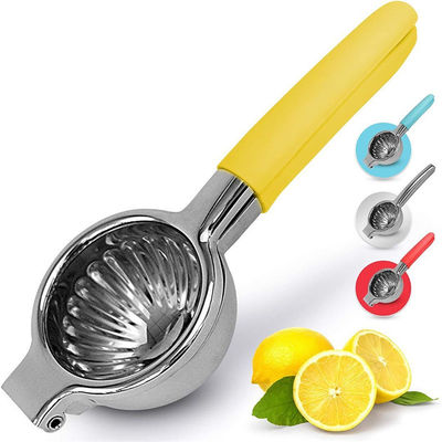 Exprimidor manual de cítricos con mango de goma de silicona y diseño de acero inoxidable
