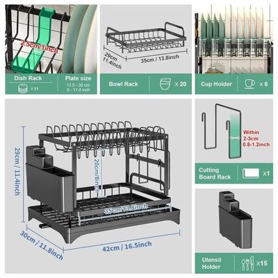 85*32*15cm Estante organizador para el secado de platos sostenible e higiénico