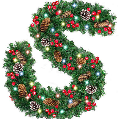 Decoración de banderas de Rattan de Navidad con luces LED y logotipo personalizado