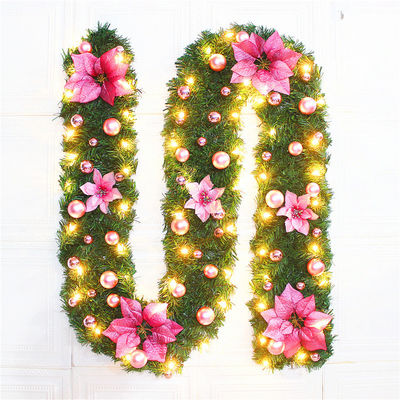 Decoración de banderas de Rattan de Navidad con luces LED y logotipo personalizado