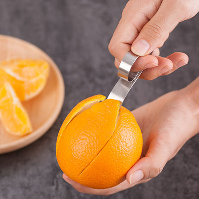 430 Anillo de acero inoxidable Mini tamaño de peladora de frutas de cocina gadget manual peladora de naranja