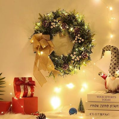 Coronilla redonda XMAS para la puerta de entrada Coronilla de caída con logotipo personalizado