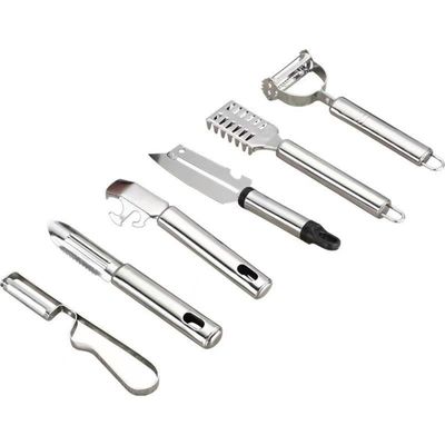 304 conjunto de herramientas de cocina de acero inoxidable 6 en 1 para corte de frutas y pelar verduras