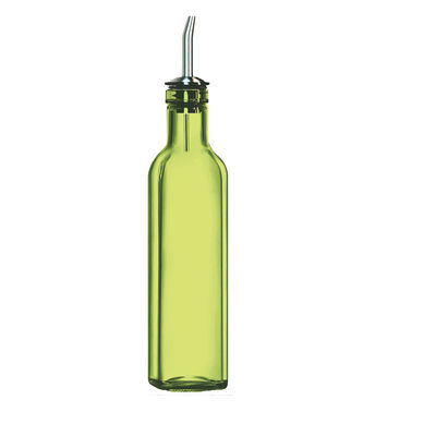 Dispersor de aceite de vidrio verde 500 ml para cocinar en la cocina con un recipiente de aceite de acero inoxidable