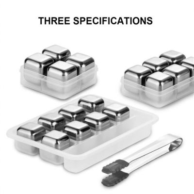 En el almacén 304 de acero inoxidable whisky Stone Set regalo 8pcs / set para enfriar el vino tinto
