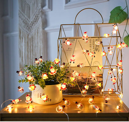 Séptero de Santa Claus Copos de nieve Calcetines de alce Luces de cuerdas LED para decoración de Navidad de hadas